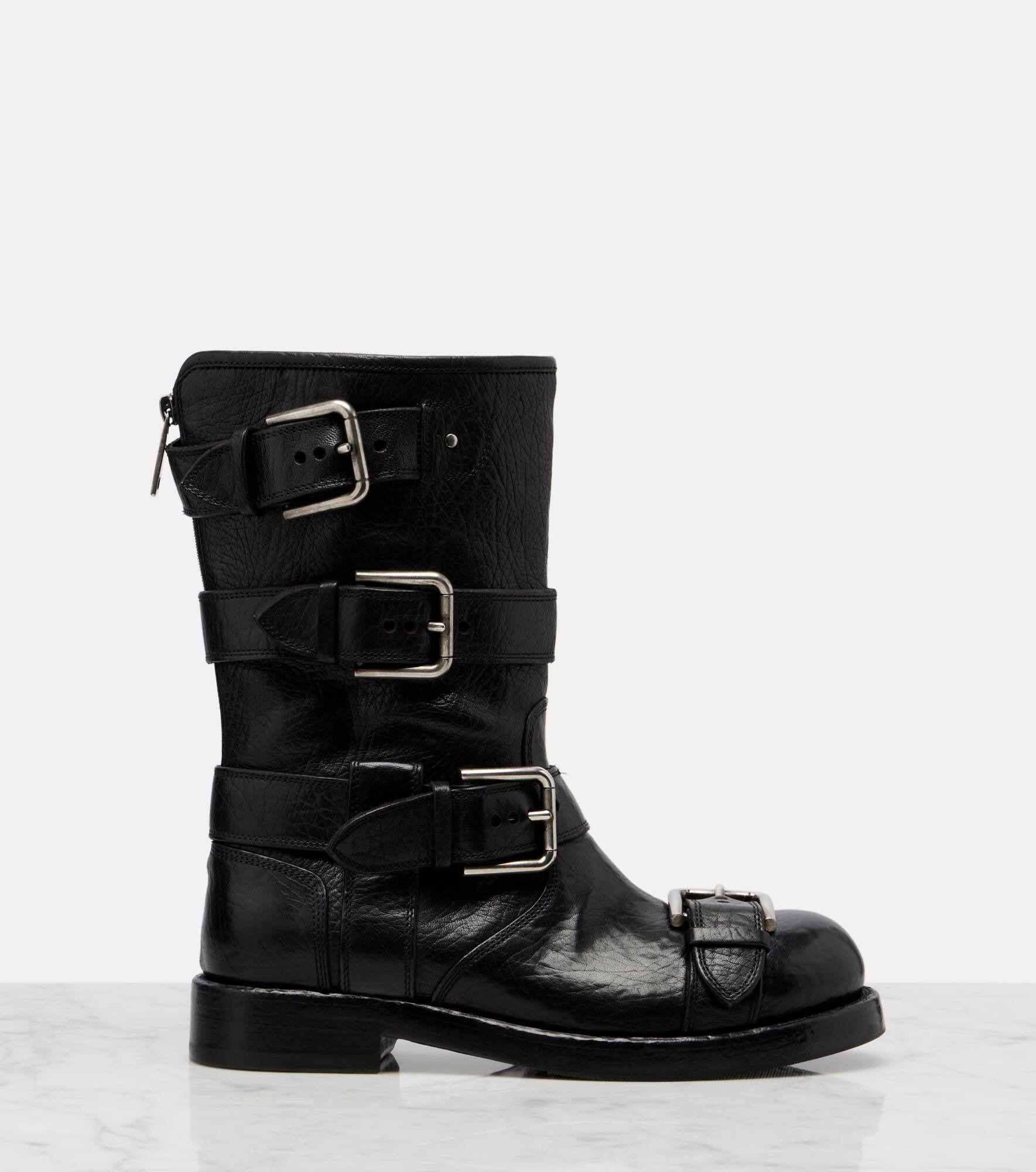 Leather biker boots - 4