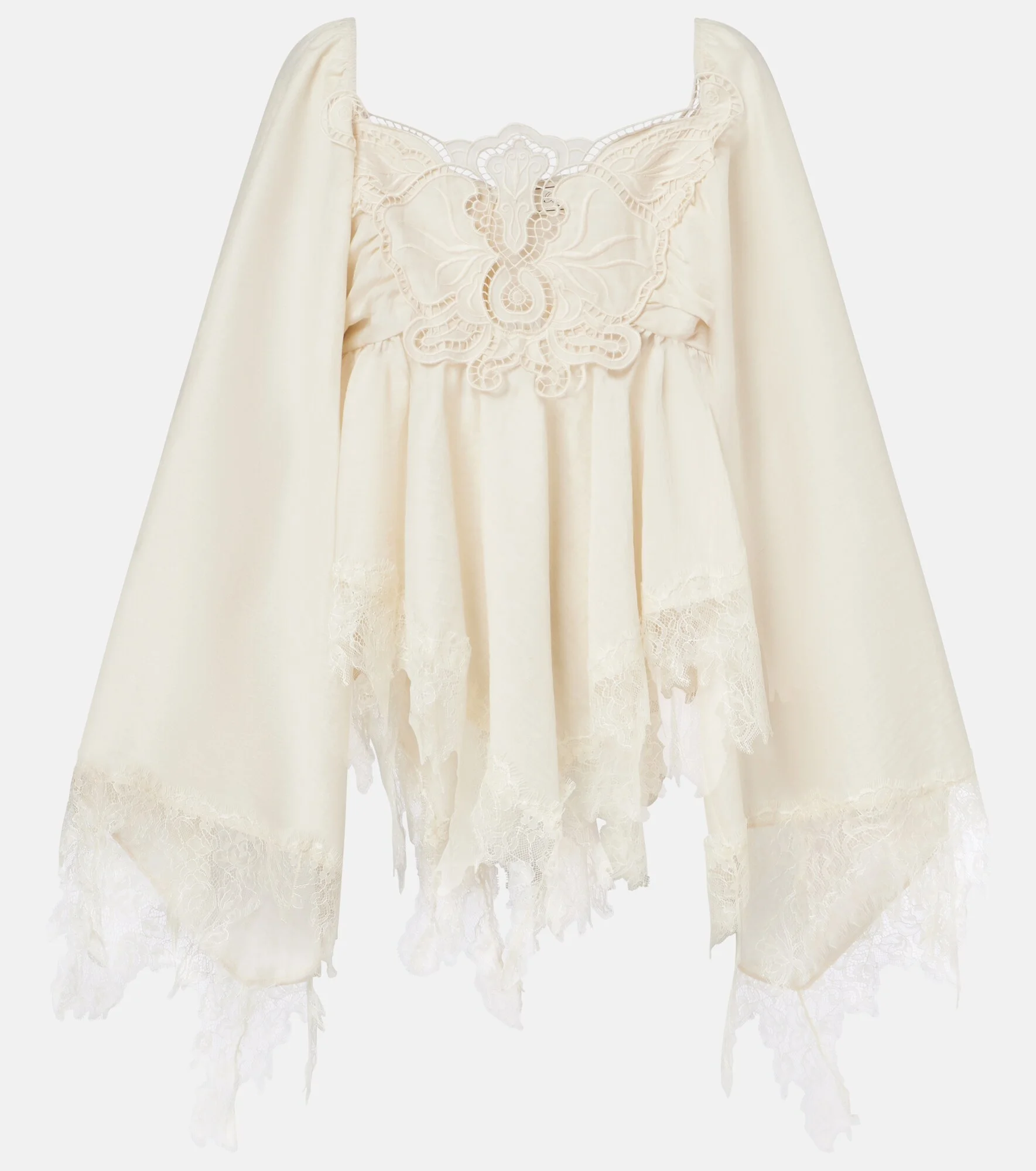Embroidered lace-trimmed blouse - 1