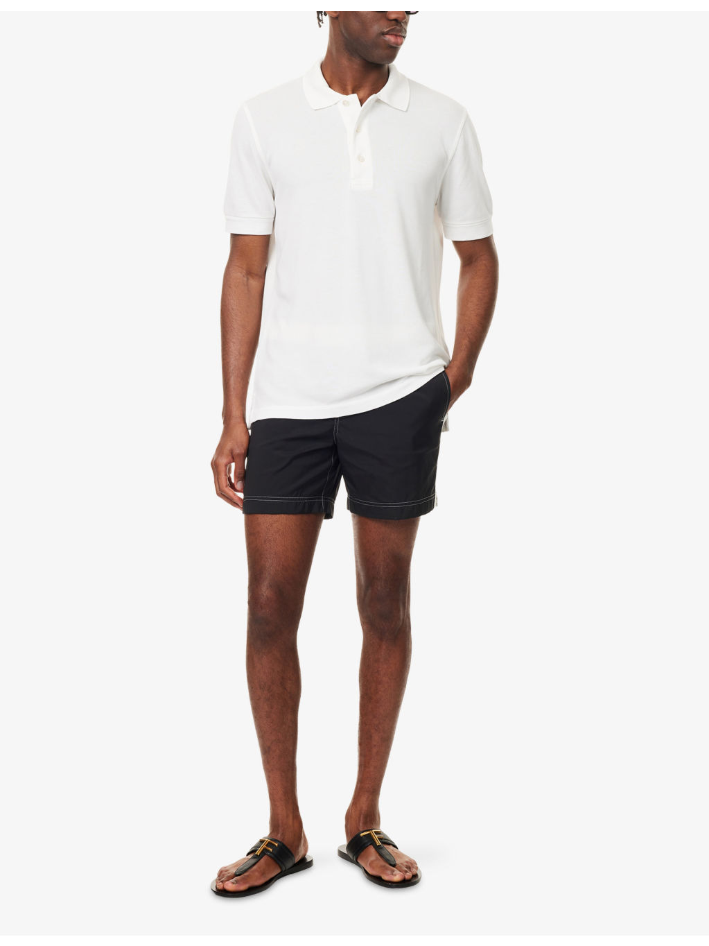 Contrast-Trim Belted Swim Shorts - 2