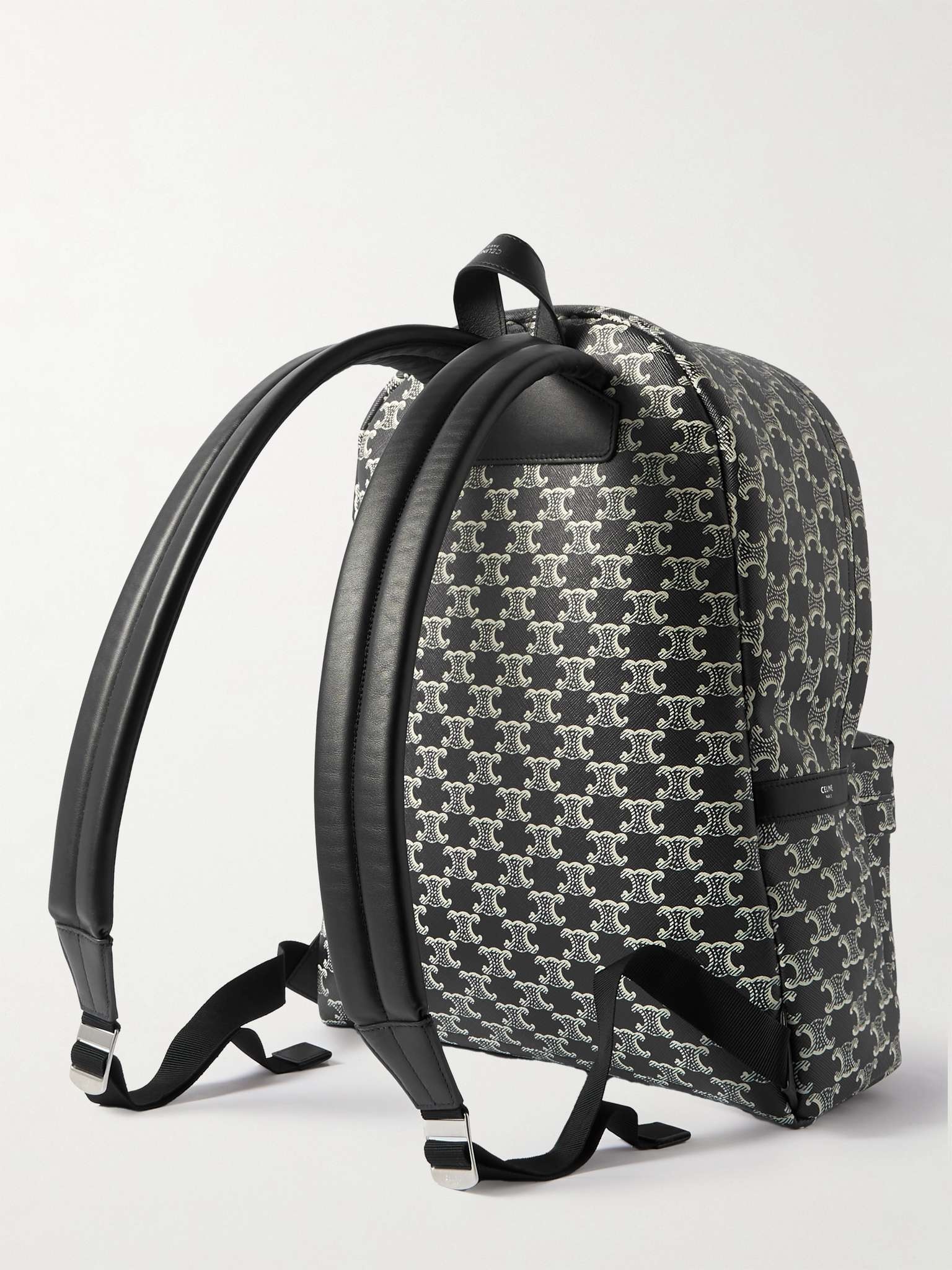 Triomphe Leather-Trimmed Logo-Print Coated-Canvas Backpack - 4