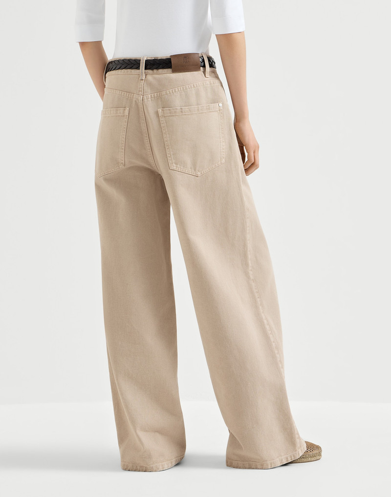Dyed denim relaxed trousers with monili 3