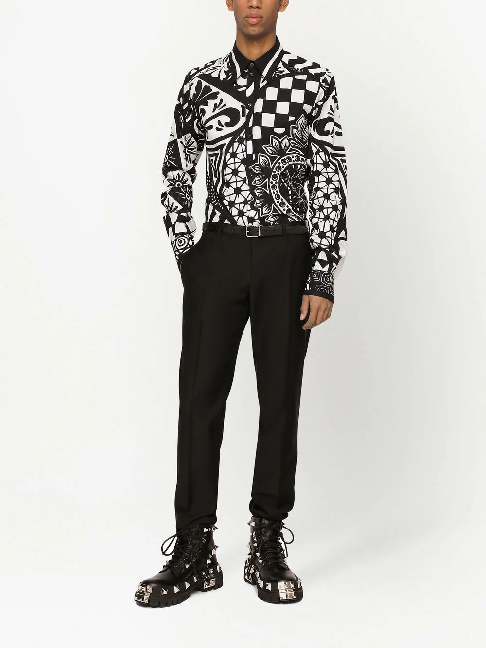 geometric-print shirt - 3