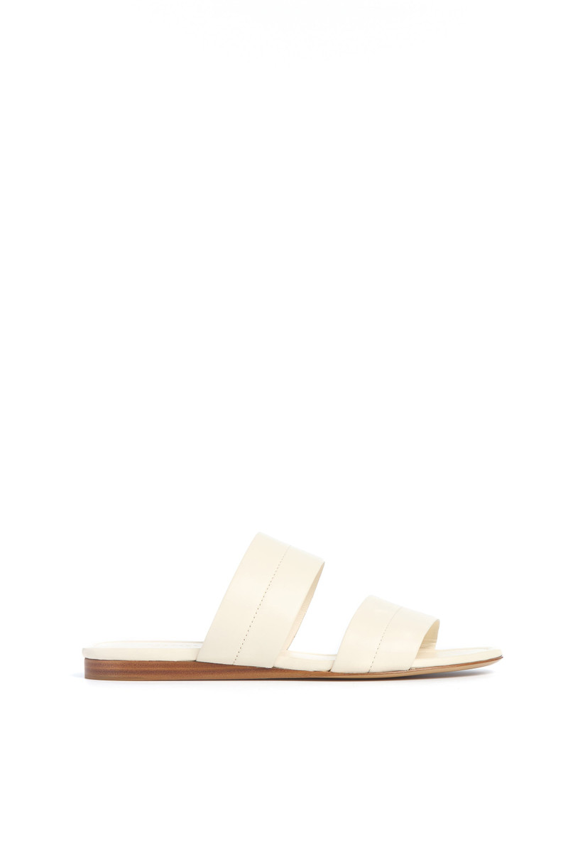 Lora Flat Sandal in Cream Nappa Leather 1