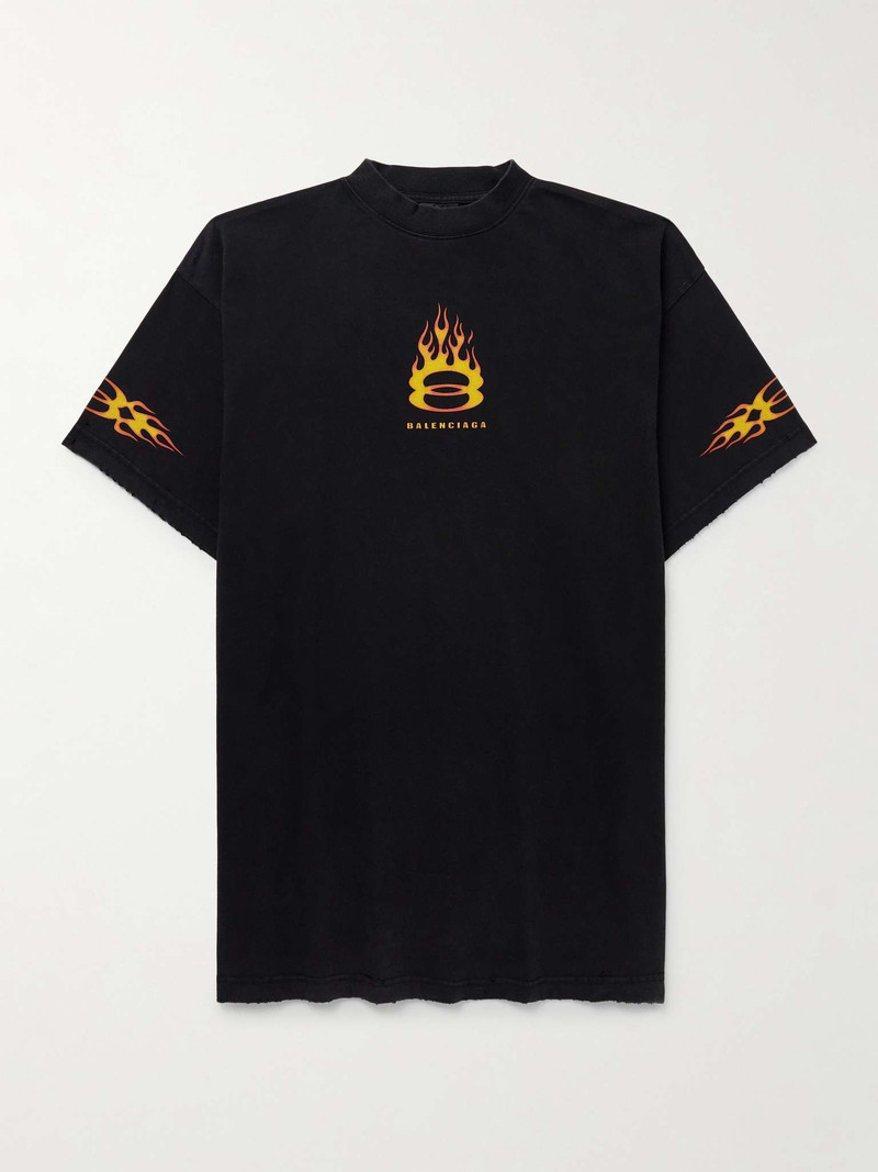 Oversized Distressed Logo-Print Cotton-Jersey T-Shirt - 1