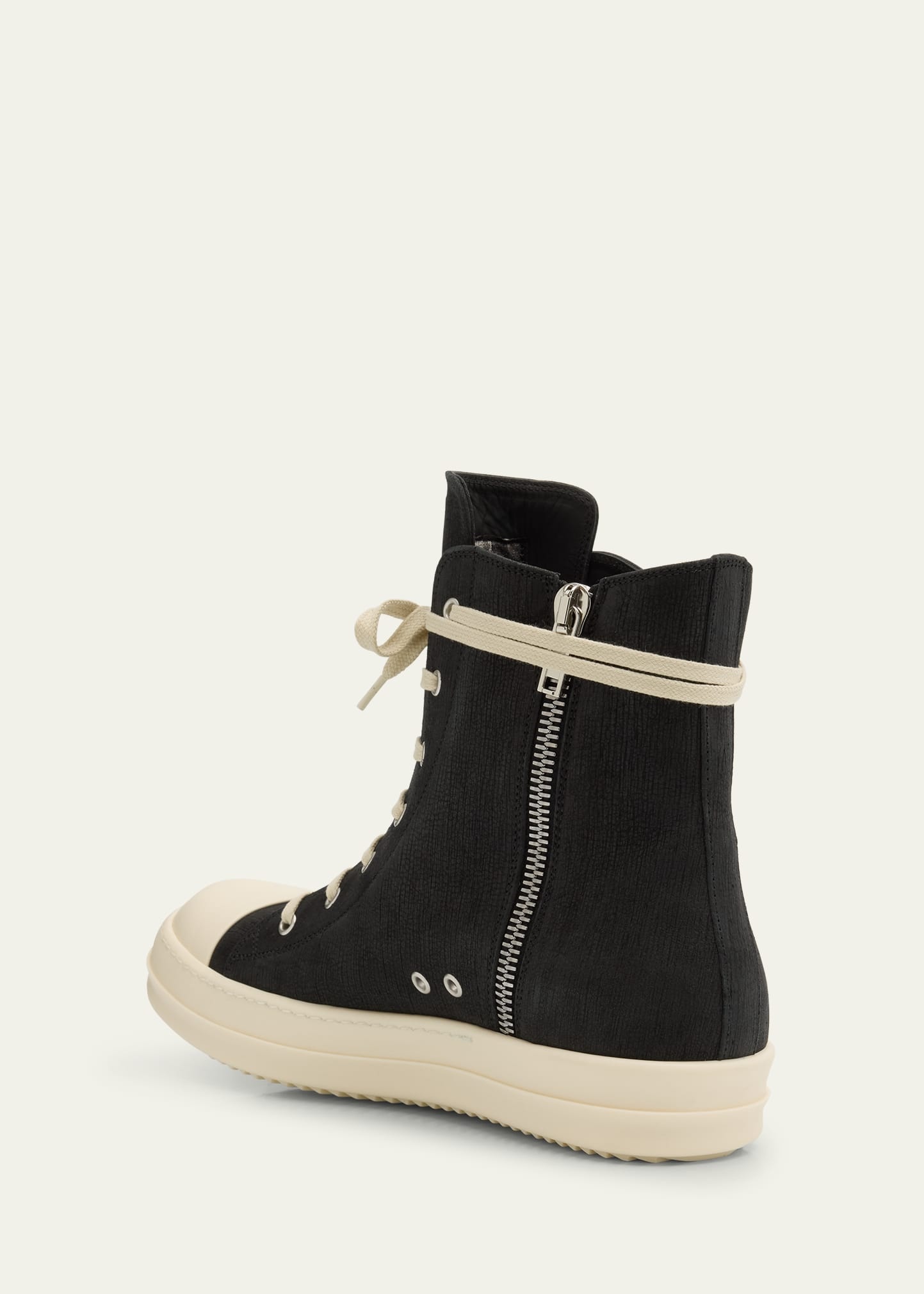 Men's Buffed Leather High-Top Sneakers - 4