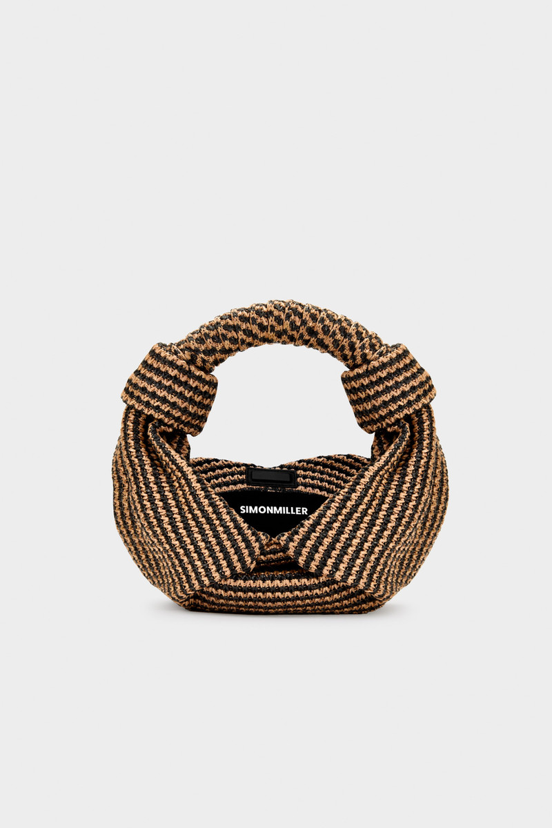 SIMONMILLER Lopsy Bag In Chocolate/Black Stripe outlook
