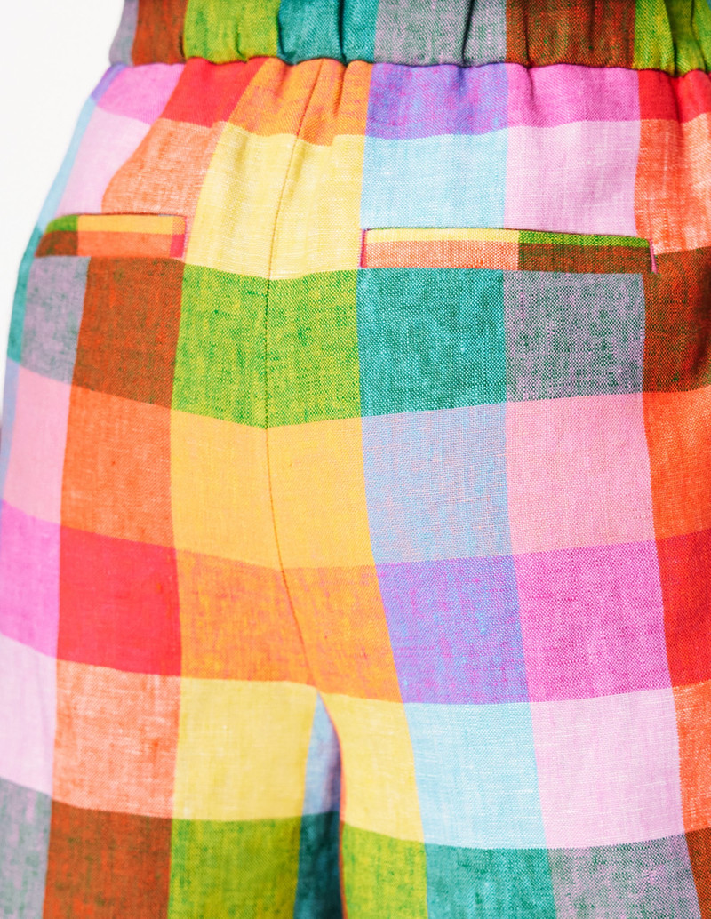 Dulwich Linen Shorts-Rainbow Multigingham 3