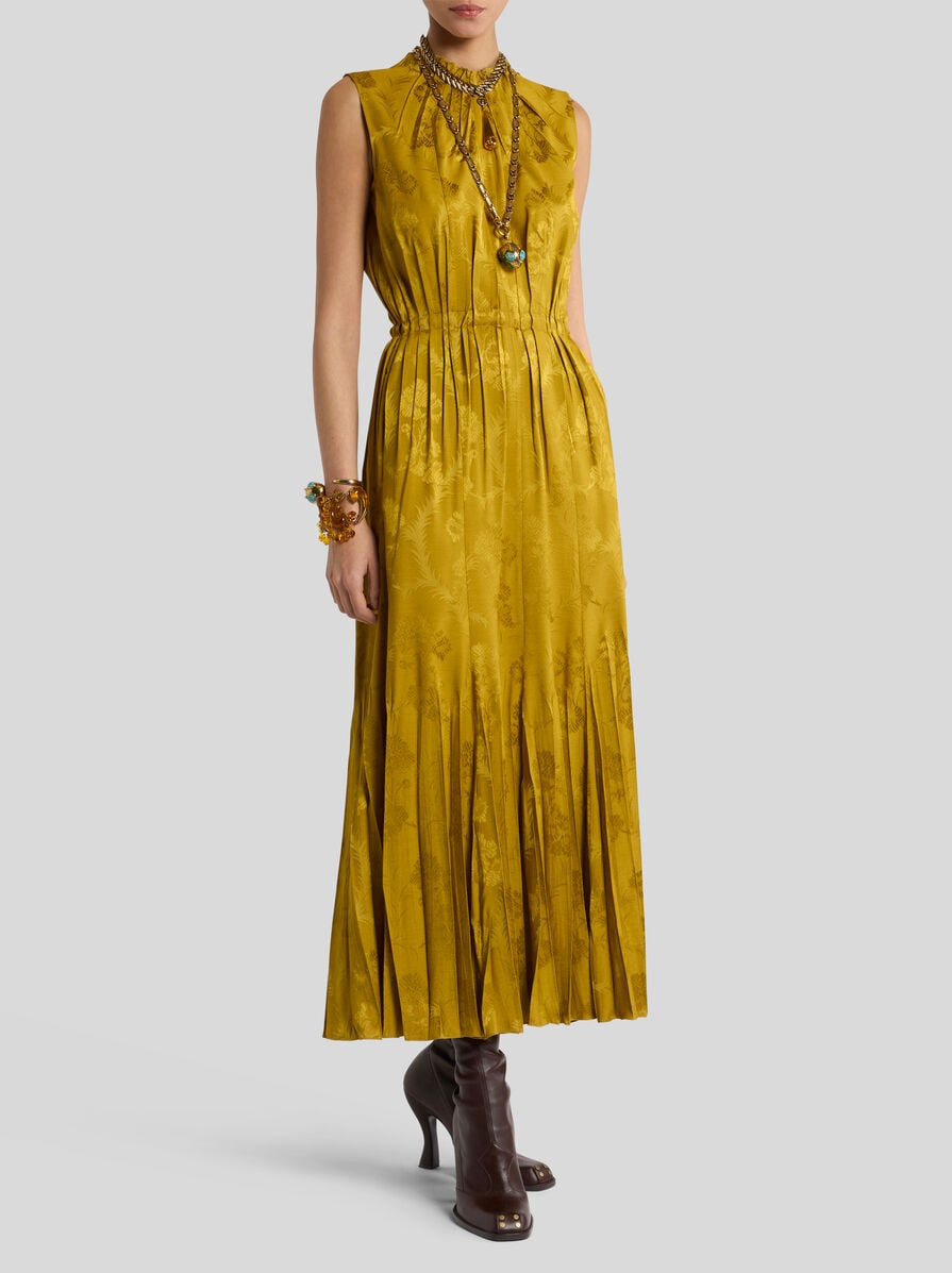 LONG DRESS WITH LEAFY JACQUARD MOTIF - 3