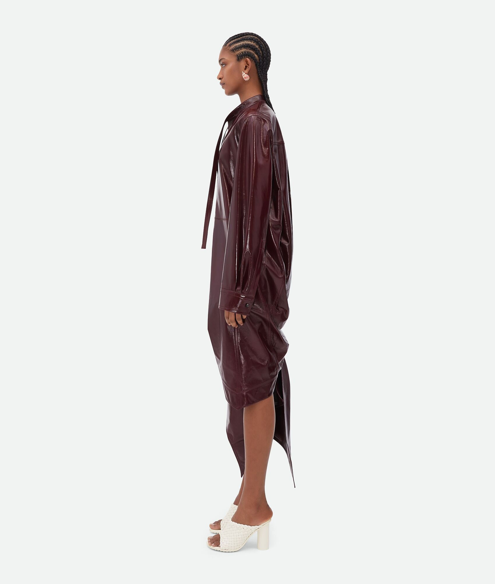 Shiny Leather Dress With Knot Detail - 2