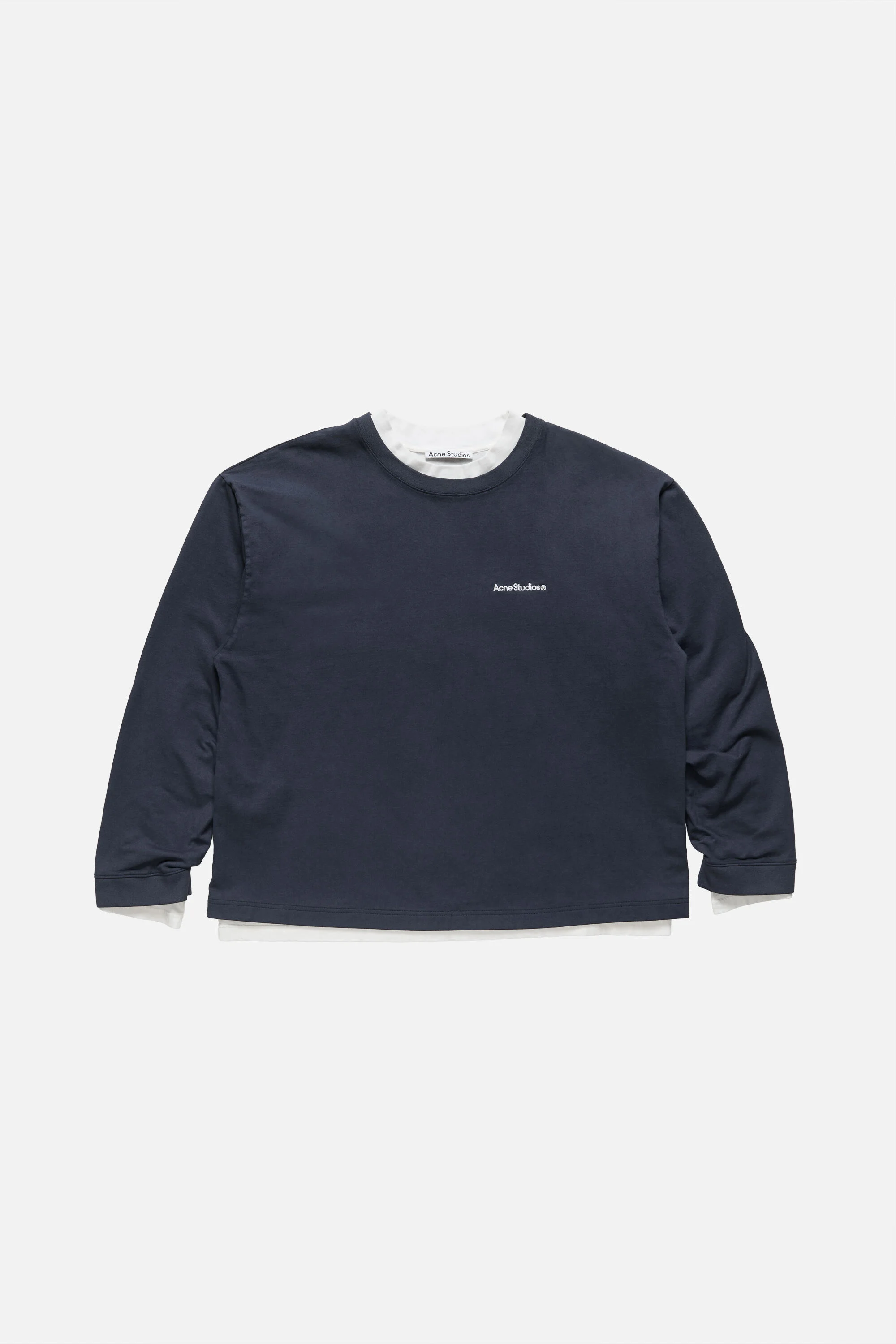 Layered sweatshirt with logo - Navy/white - 1