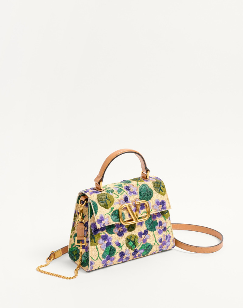 VALENTINO GARAVANI VSLING SMALL HAND BAG IN EMBROIDERED RAFFIA 3