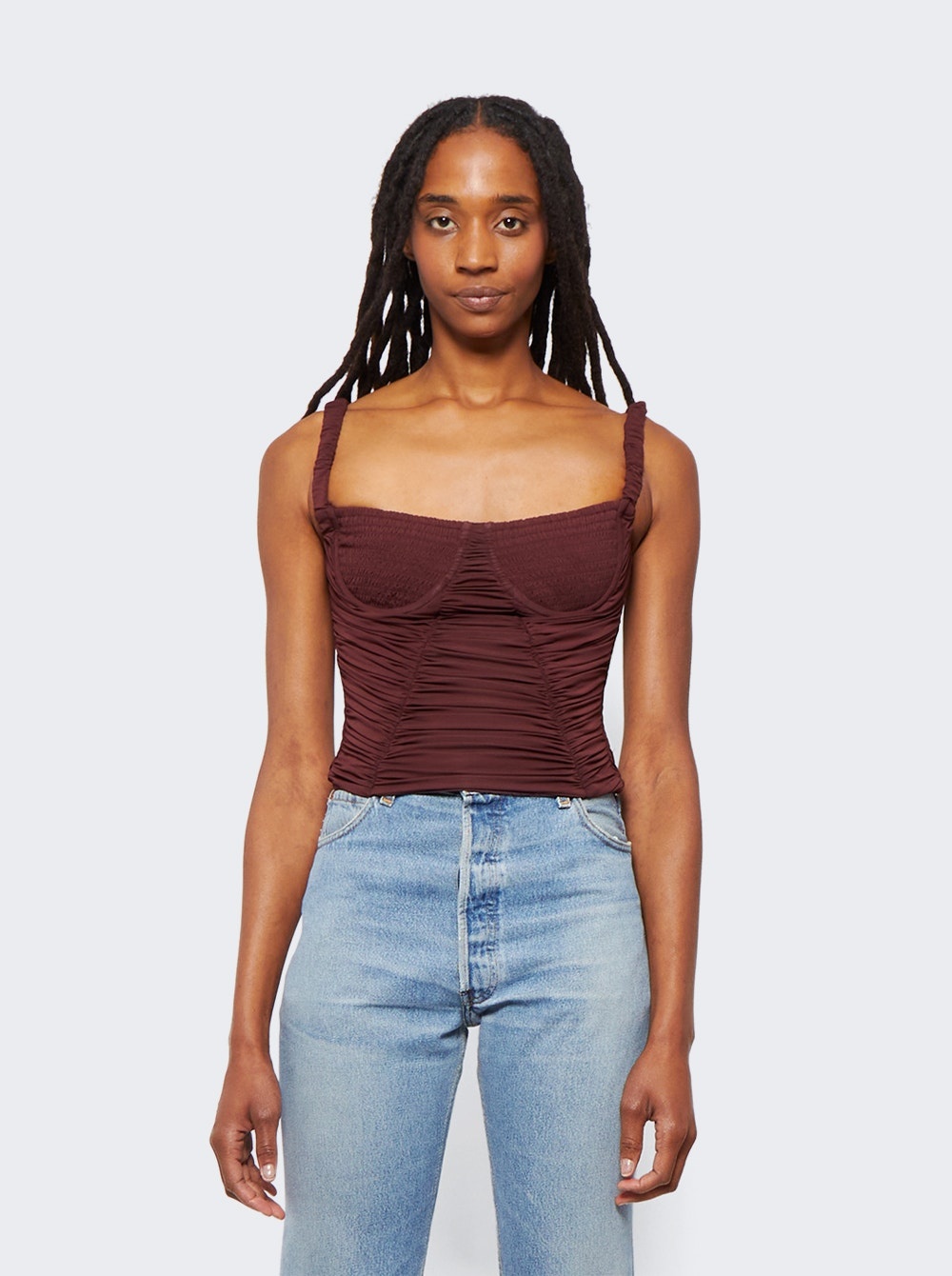 Smocked Doric Corset Oxblood Red - 3