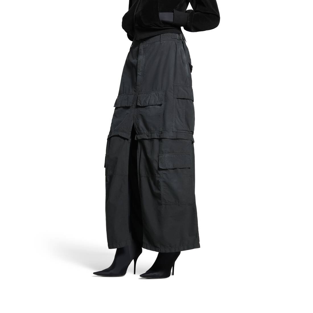 Women's Cargo Maxi Skirt in Black - 5