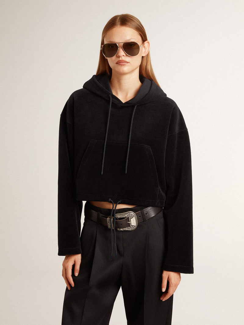 Golden Goose Women’s black chenille sweatshirt with embroidery on the back outlook