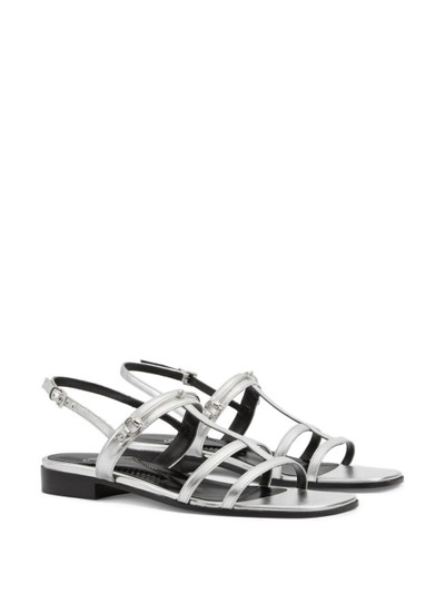 GUCCI Horsebit caged metallic leather sandals outlook