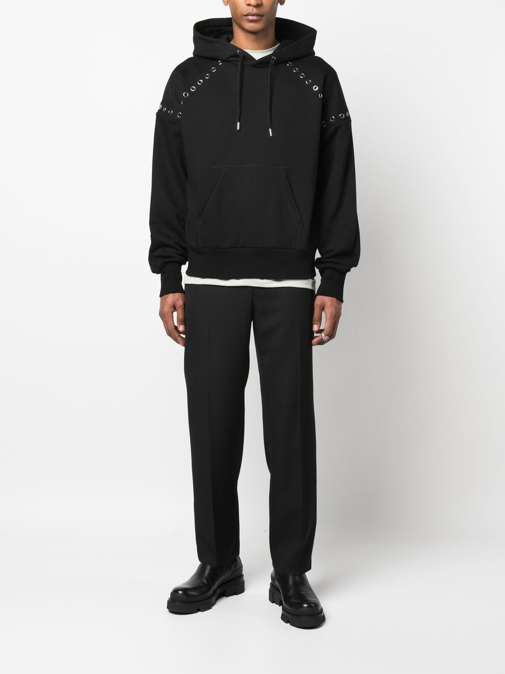 eyelet-embellished hoodie - 2