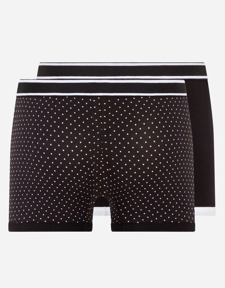 Solid-color and polka-dot-print stretch cotton boxers two-pack - 4