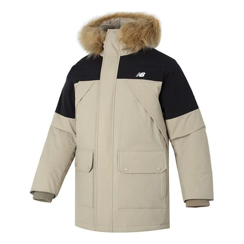 New Balance Warm Hooded Down Jacket 'Beige Black' AMJ34323-SOT - 1