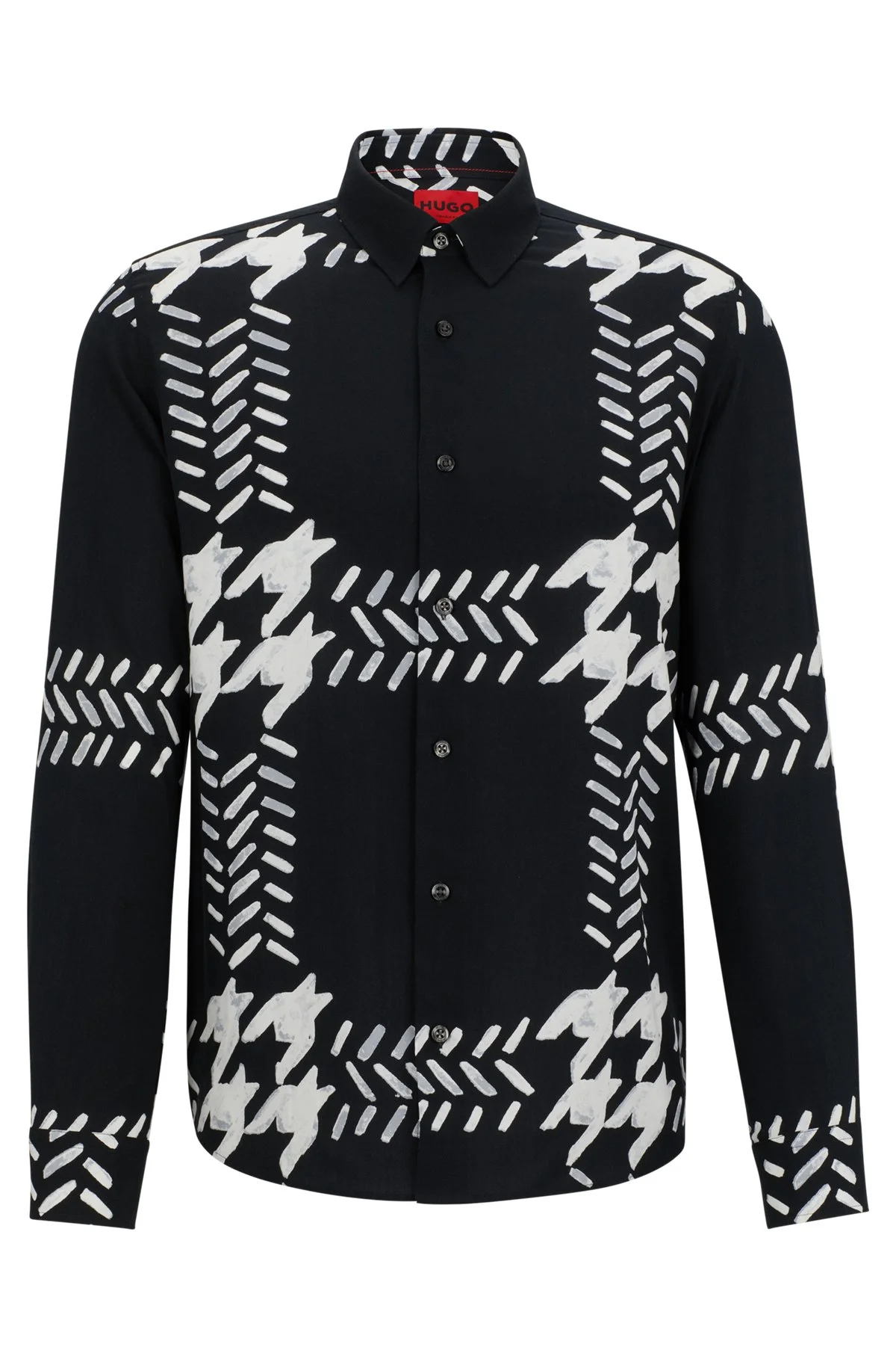 RELAXED-FIT SHIRT IN PRINTED CANVAS WITH KENT COLLAR - 1