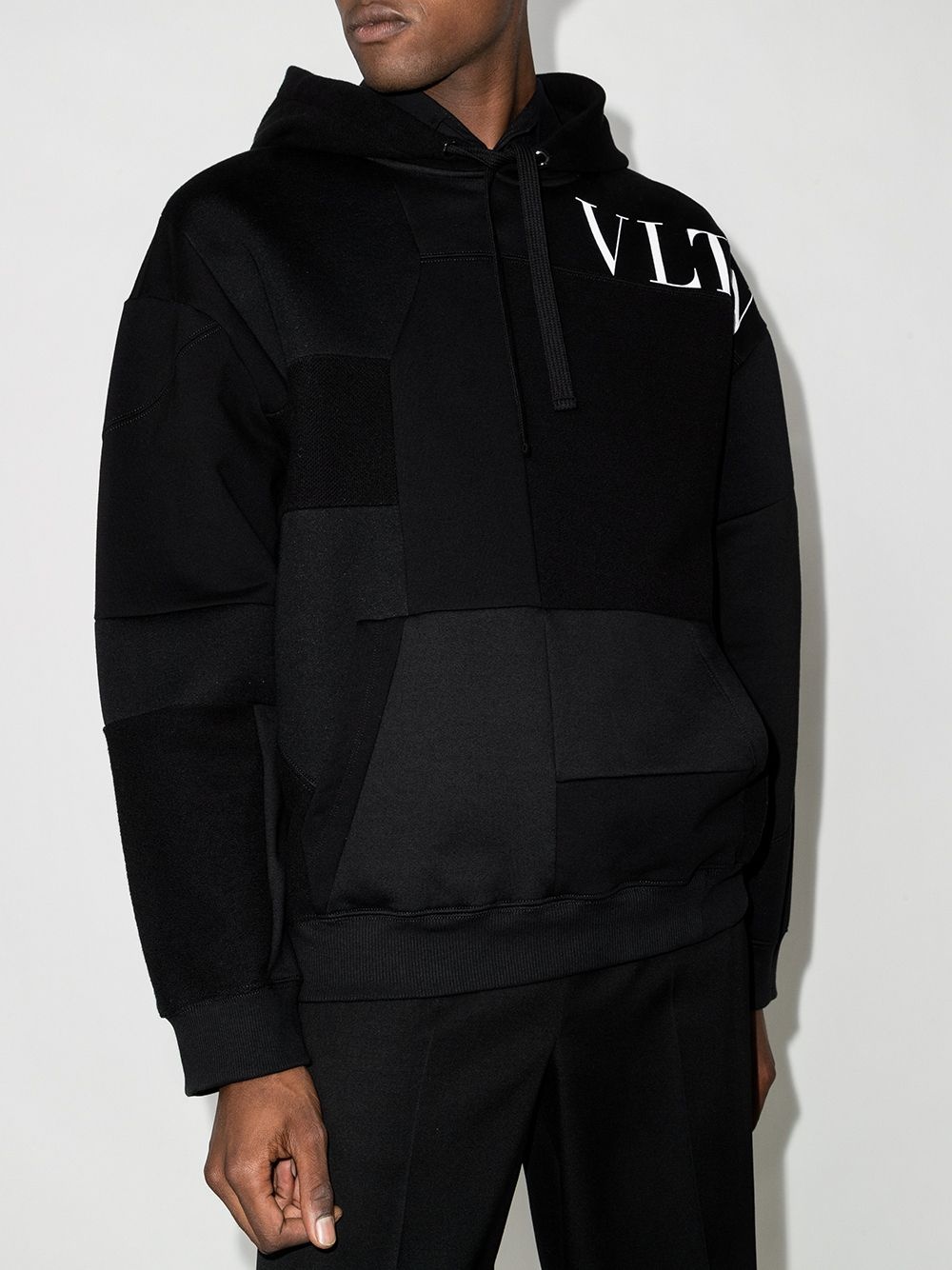 VLTN panelled drawstring hoodie - 2