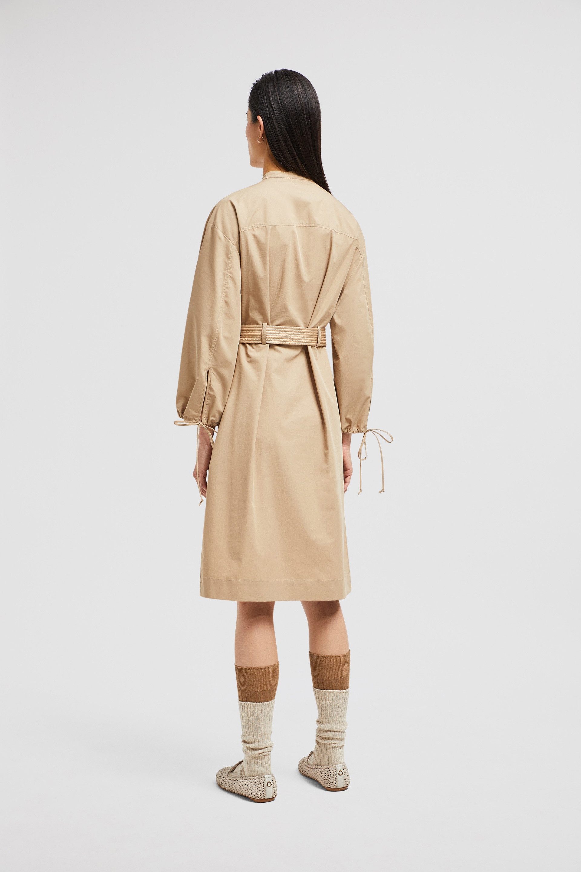 Belted Poplin Midi Dress - 5