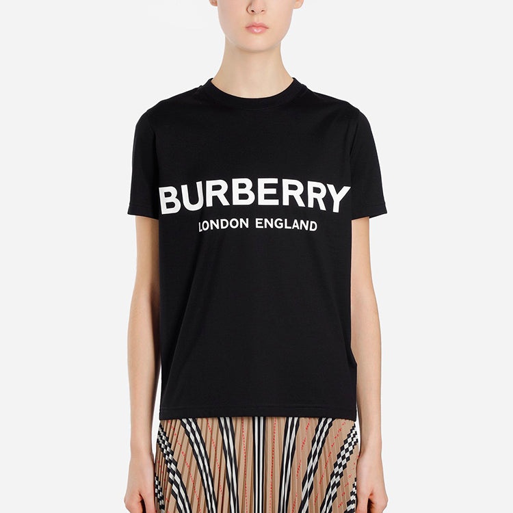 Burberry Alphabet Logo Printing Cotton Round Neck Short Sleeve Black 8011651 - 3