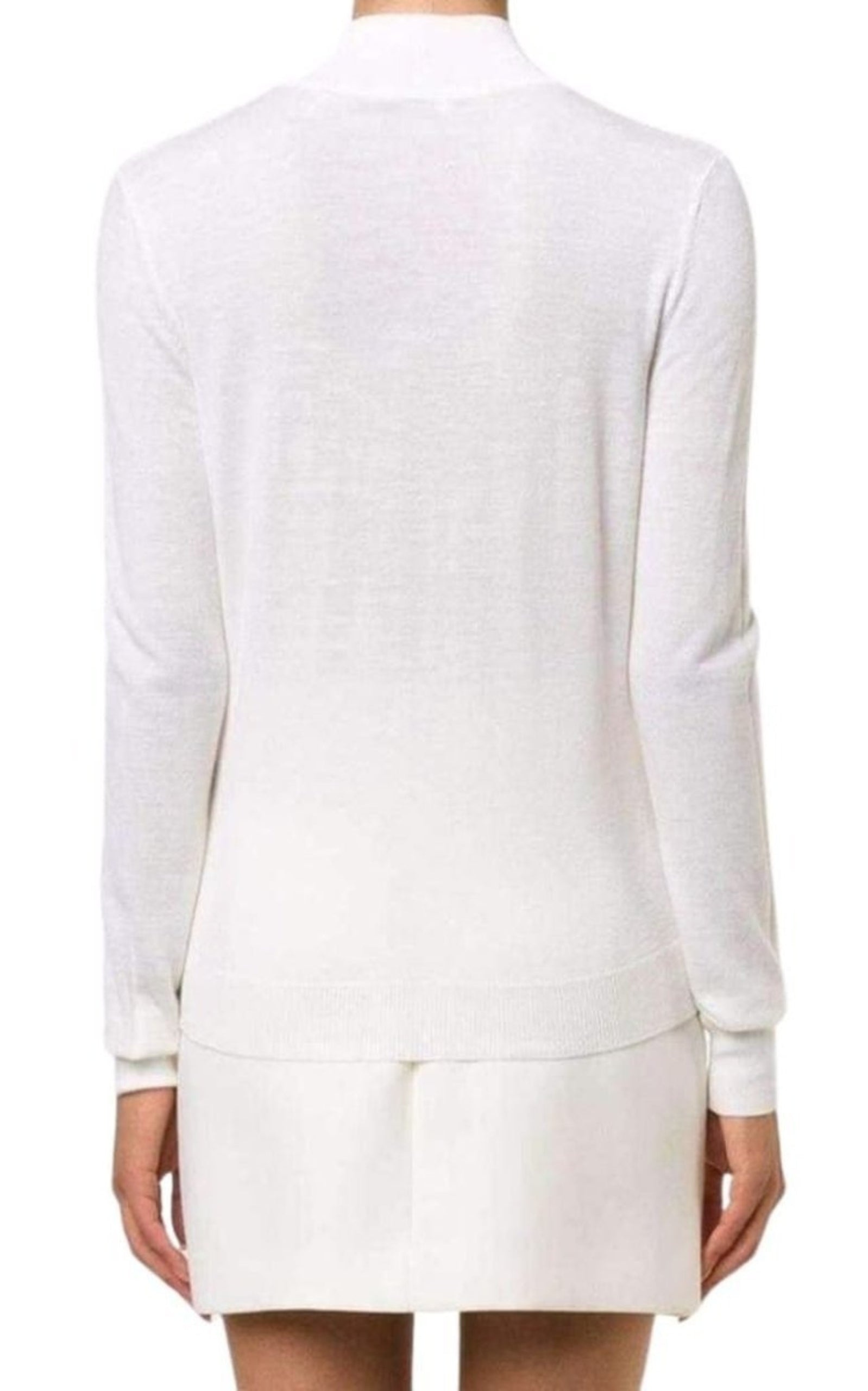 White Extra Fine Wool Cutout Detail Sweater - 4