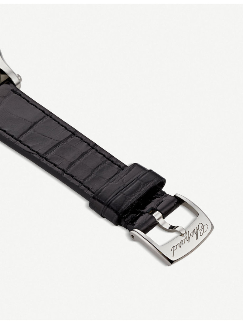 Happy Sport Medium stainless steel, diamond and croc-embossed leather watch 4