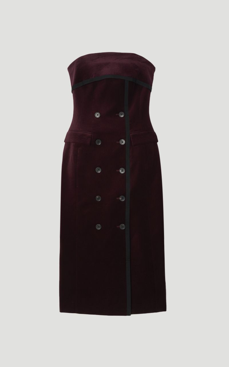 Plus Size Velvet Groisgrain Bandeau Midi Tailored Dress 4