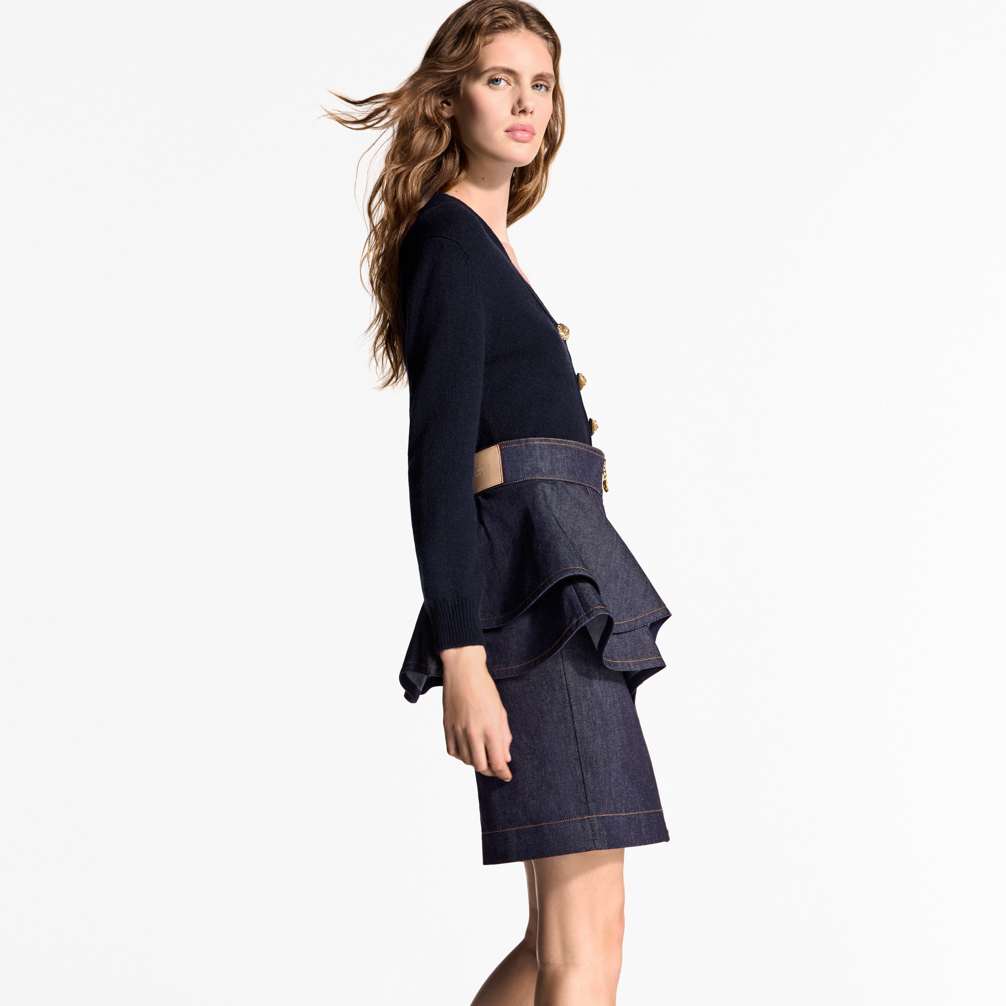 Denim Flounce Skirt - 4