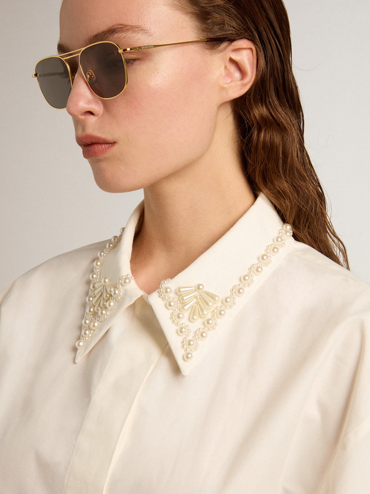 Cotton shirt dress with beading - 2