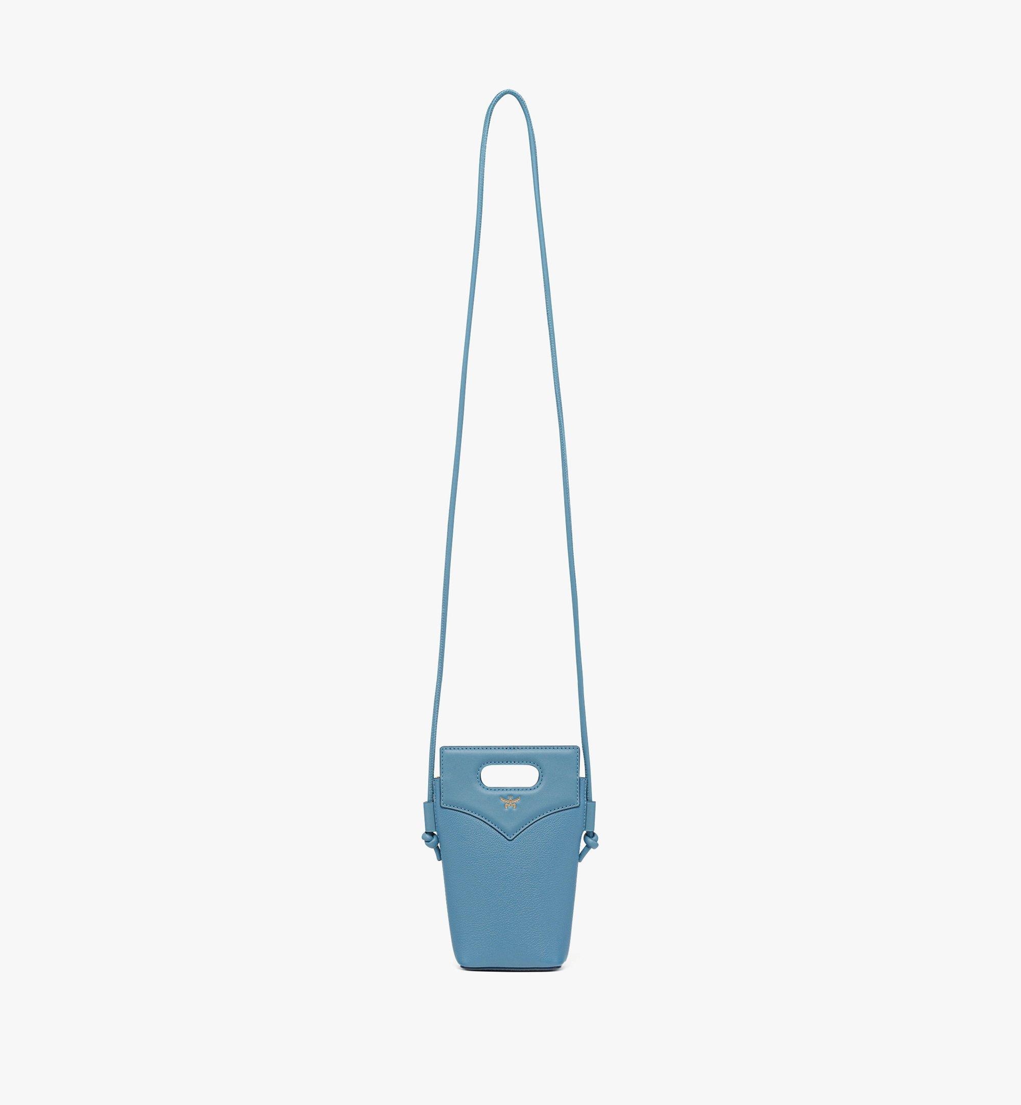 Diamond Crossbody Pouch in Embossed Leather and Calfskin - 5