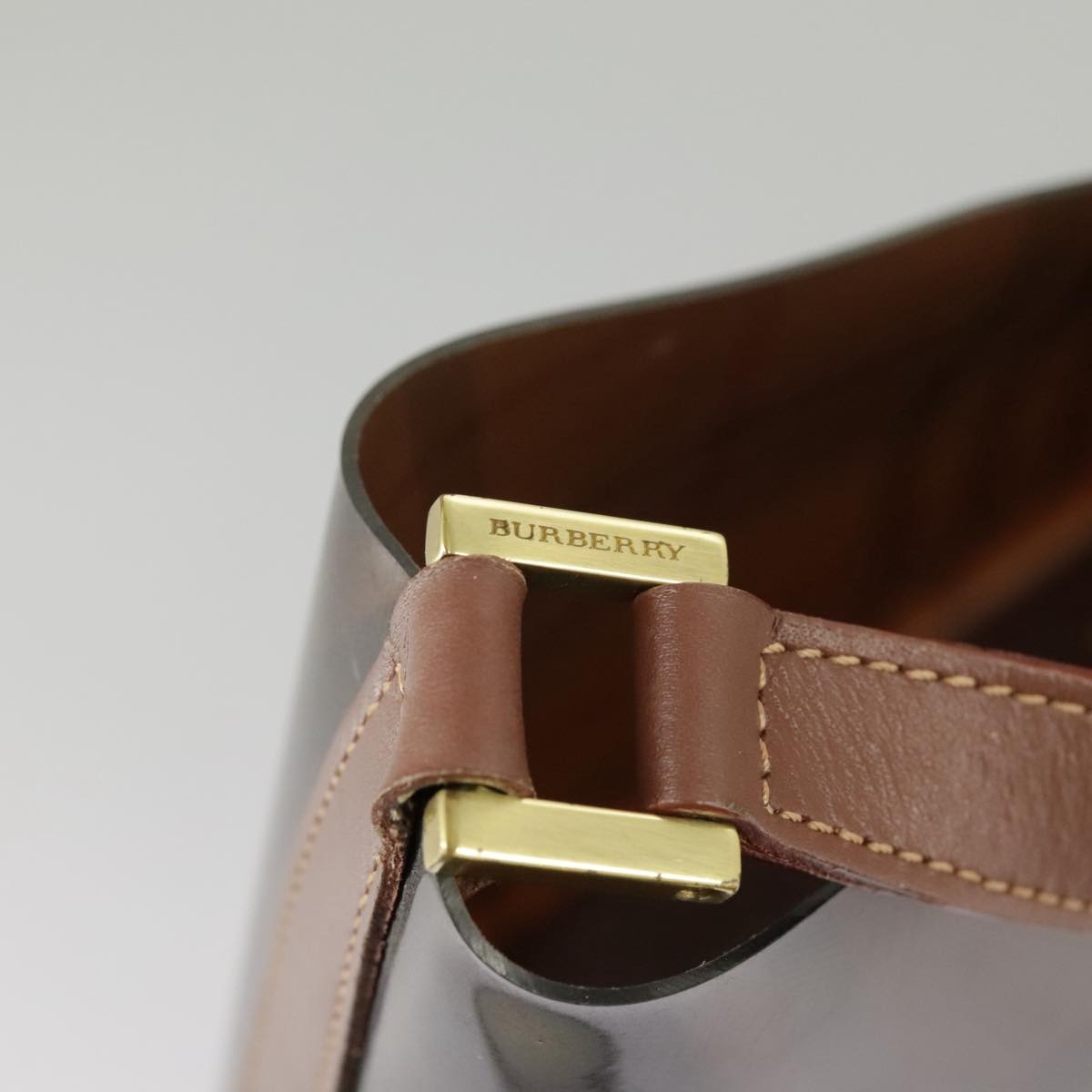 Burberry Nova Check Shoulder Bag Vinyl Leather Brown Gold - 10