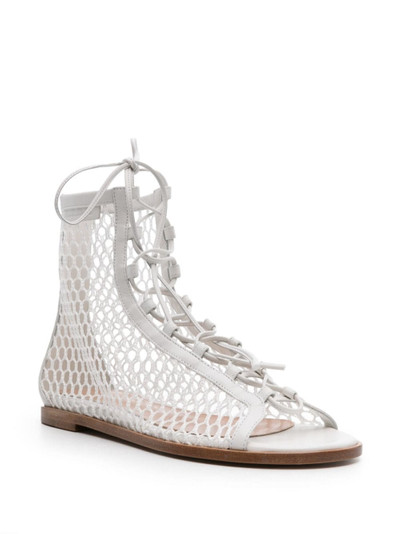 Gianvito Rossi ankle-length honeycomb-knit sandals outlook