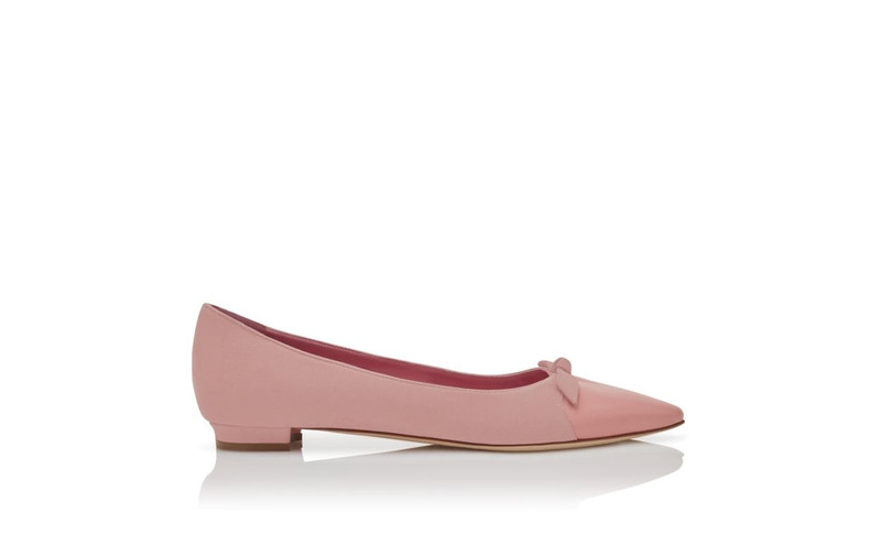 Pink Suede Bow Detail Flat Pumps 1