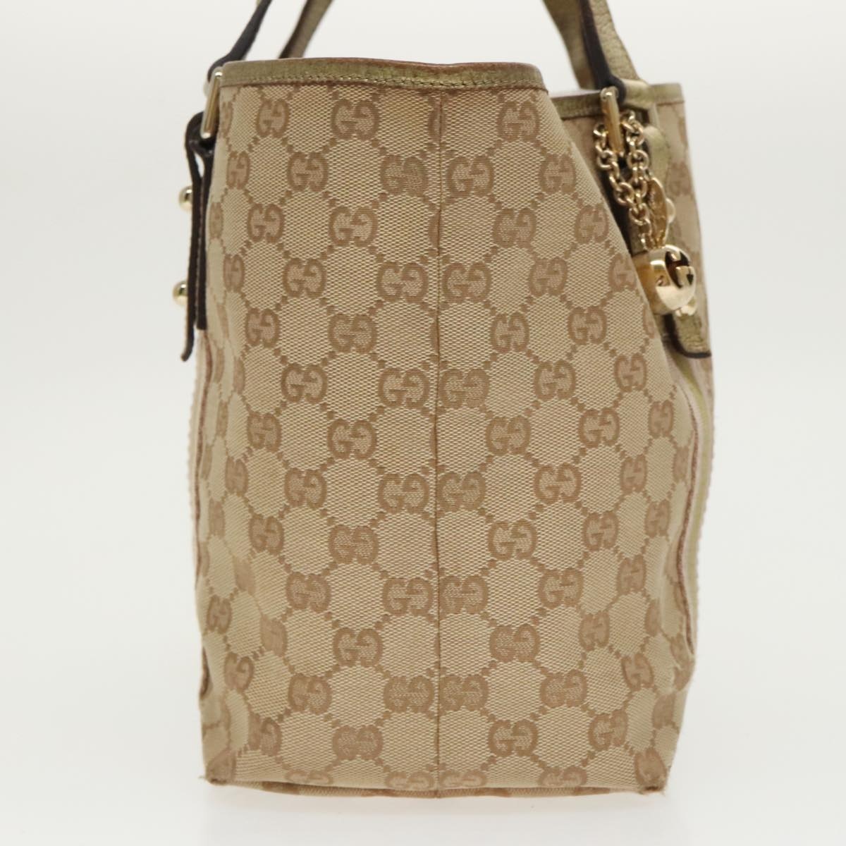 GUCCI GG Canvas Sherry Line Tote Bag Beige Gold Pink - 4