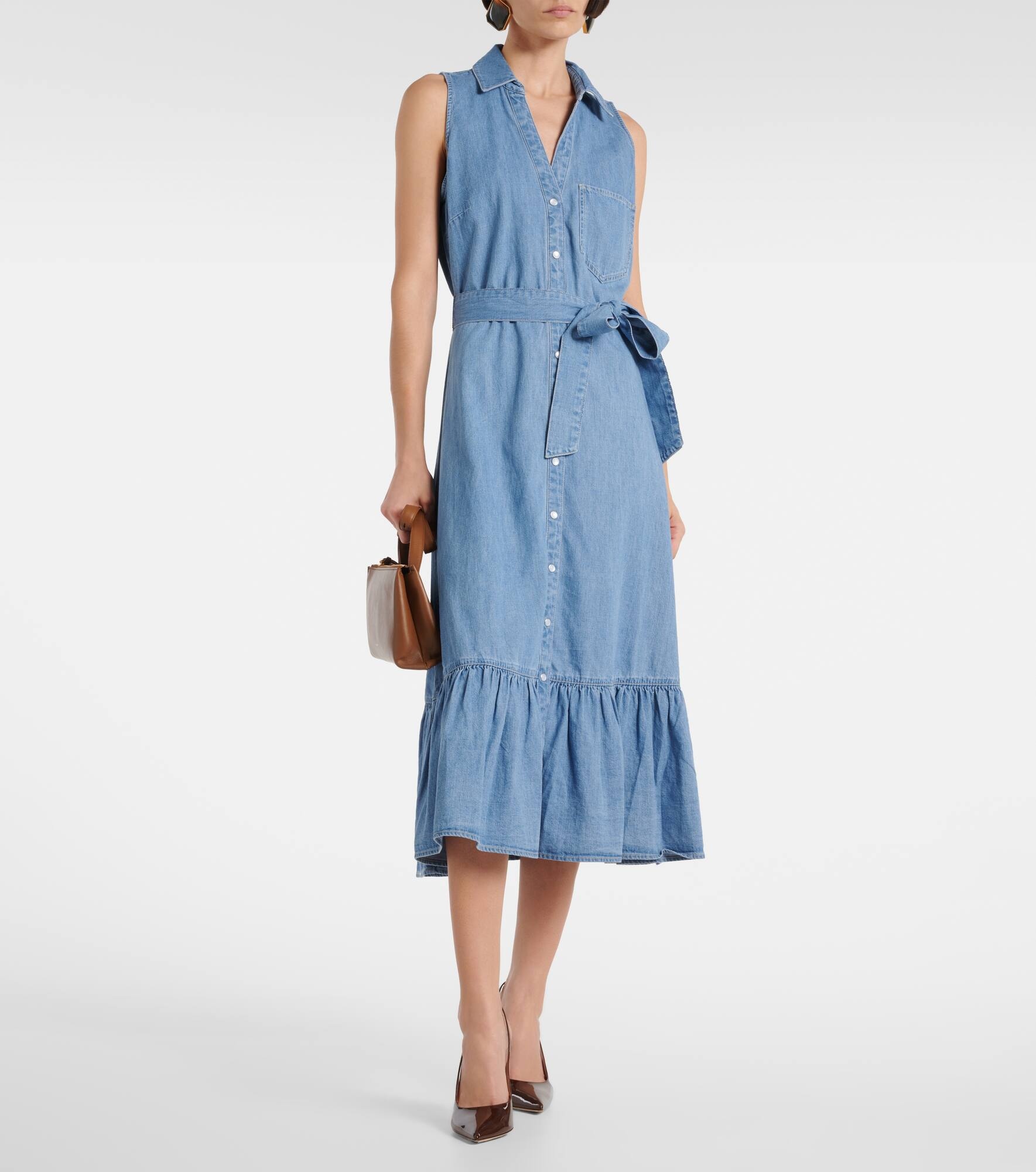 Edwina belted denim midi dress - 2