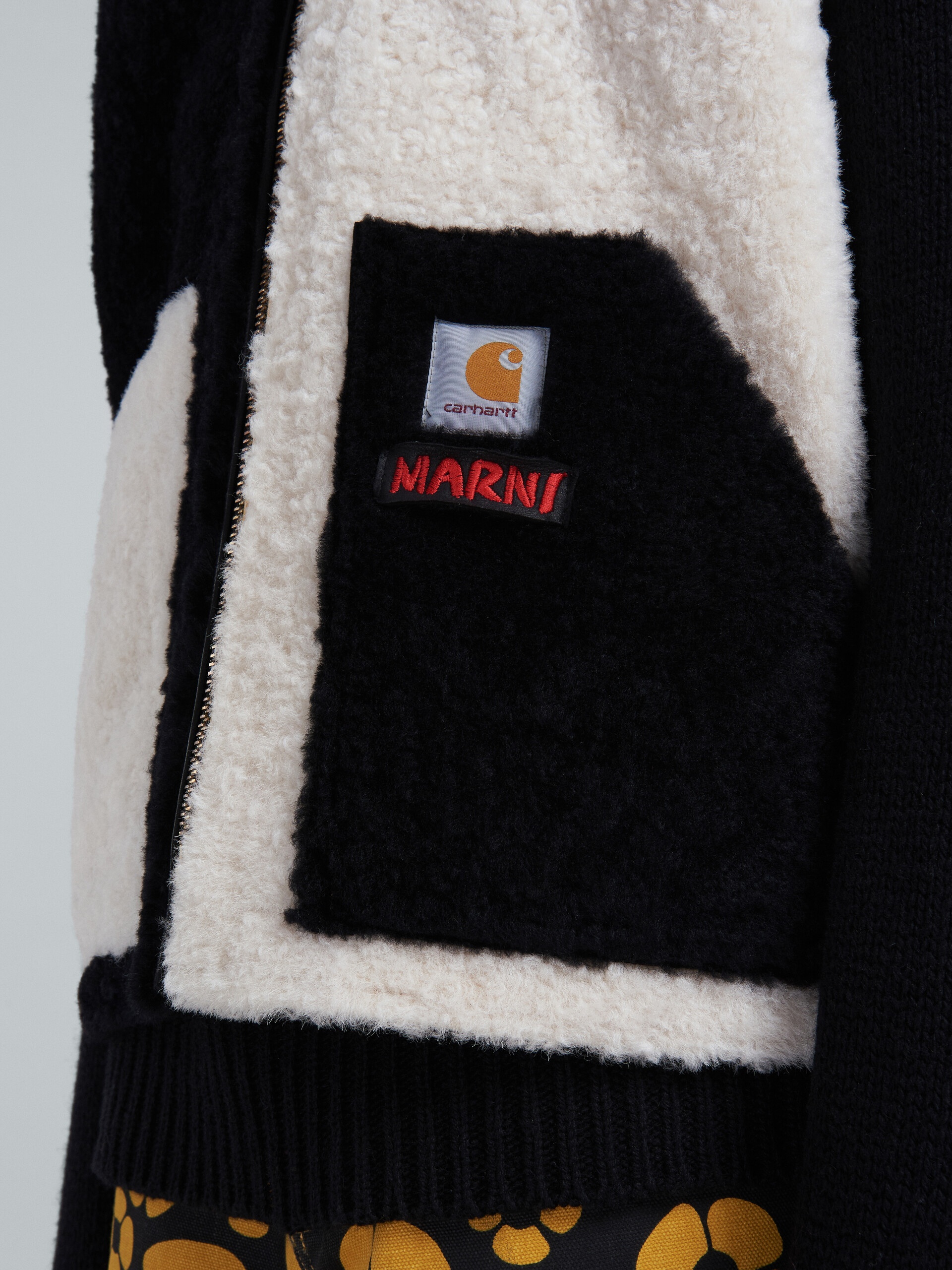 MARNI X CARHARTT WIP - BLACK AND WHITE SHEARLING GILET - 5