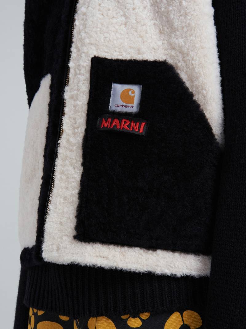 MARNI X CARHARTT WIP - BLACK AND WHITE SHEARLING GILET 5