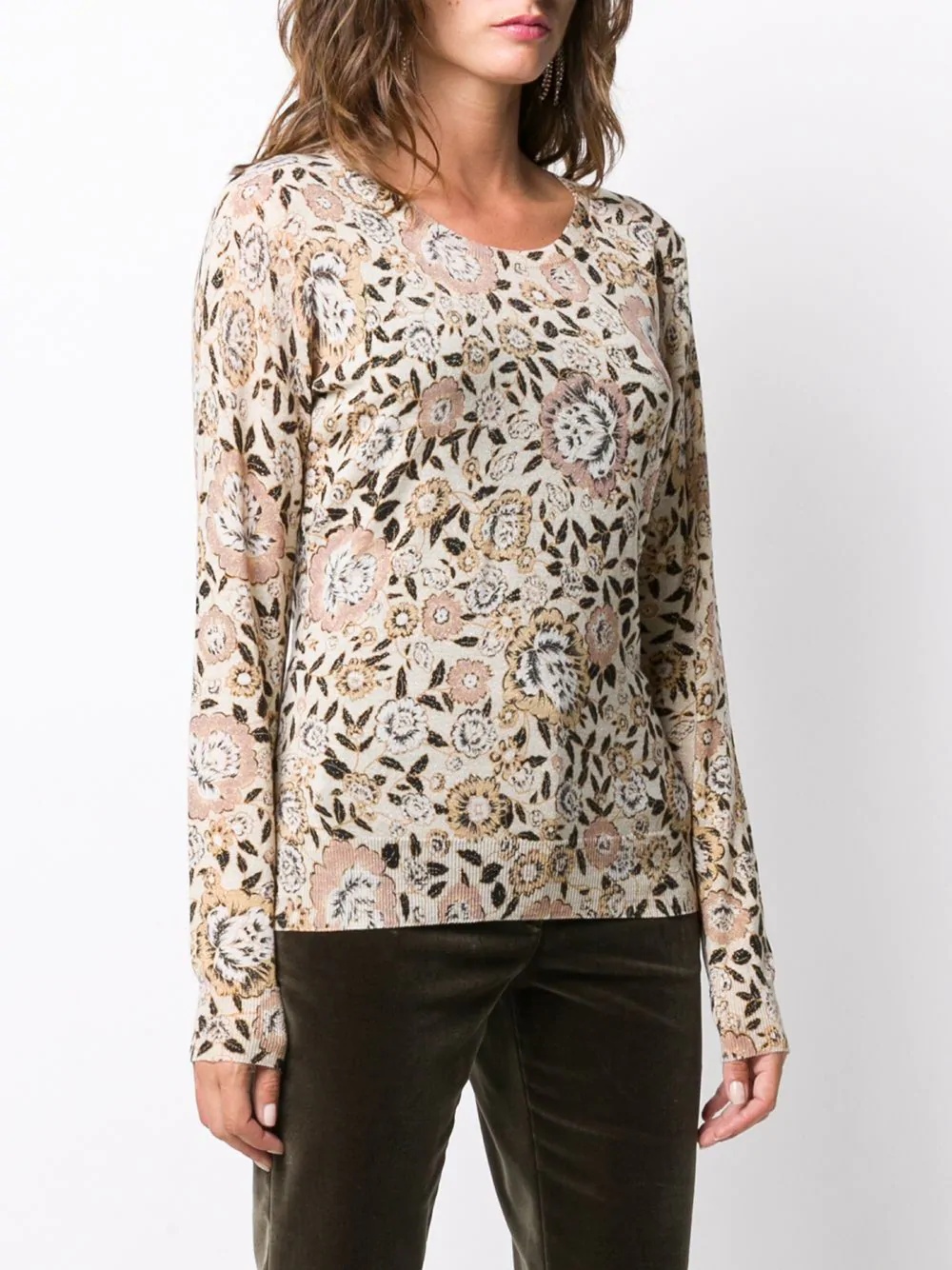 floral-pattern knitted top - 3