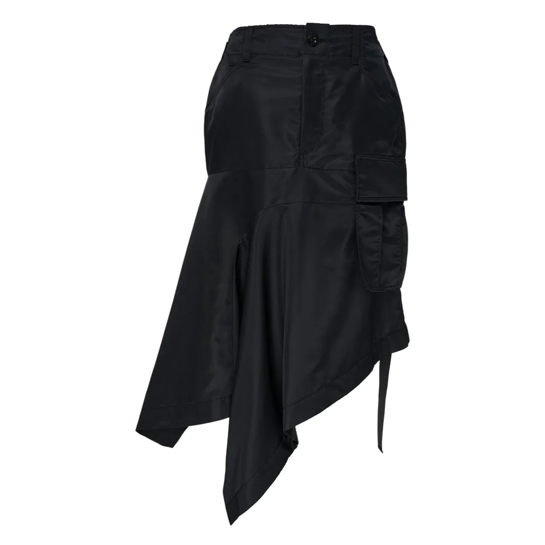 Nylon Twill Asymmetric Cargo Skirt - 1