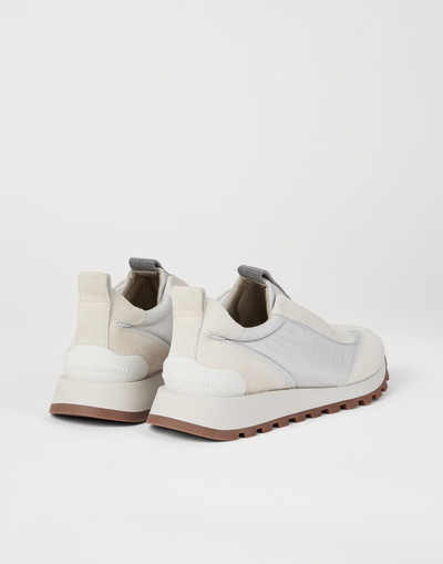 Brunello Cucinelli Suede and techno fabric runners with precious detail outlook