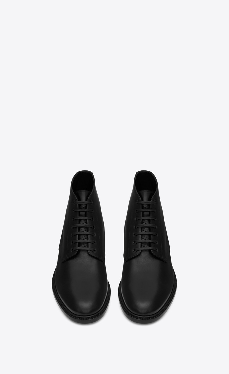 SAINT LAURENT army laced booties in shiny leather outlook