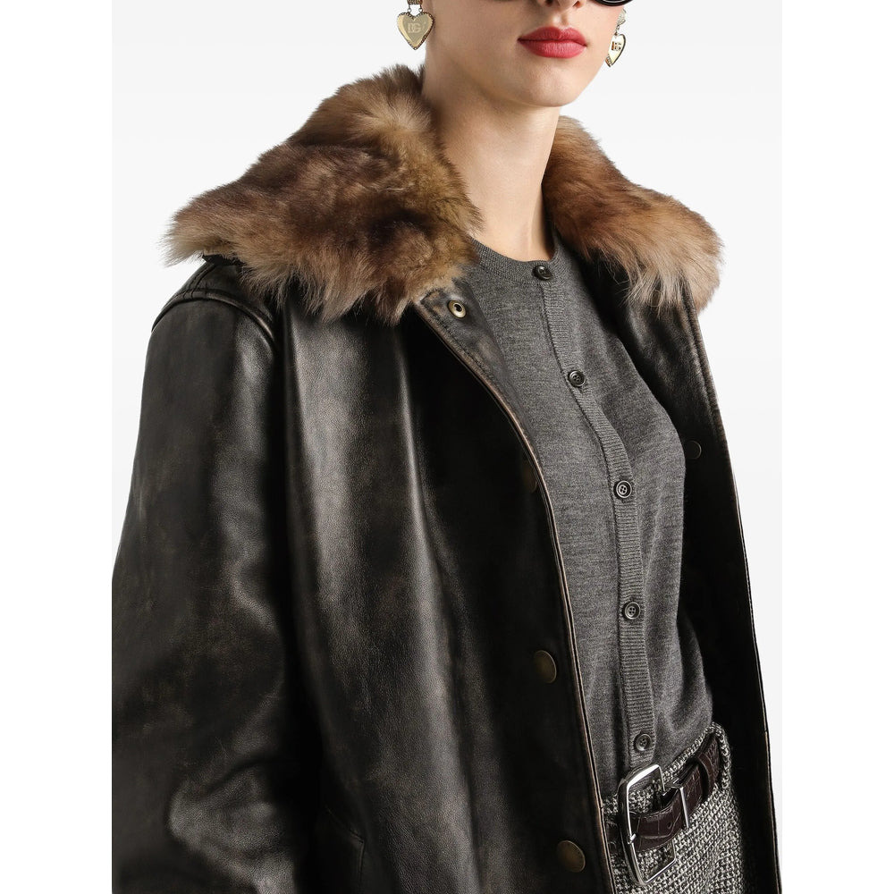 Dolce & Gabbana Brown Jackets - Leather Jackets Women - 4