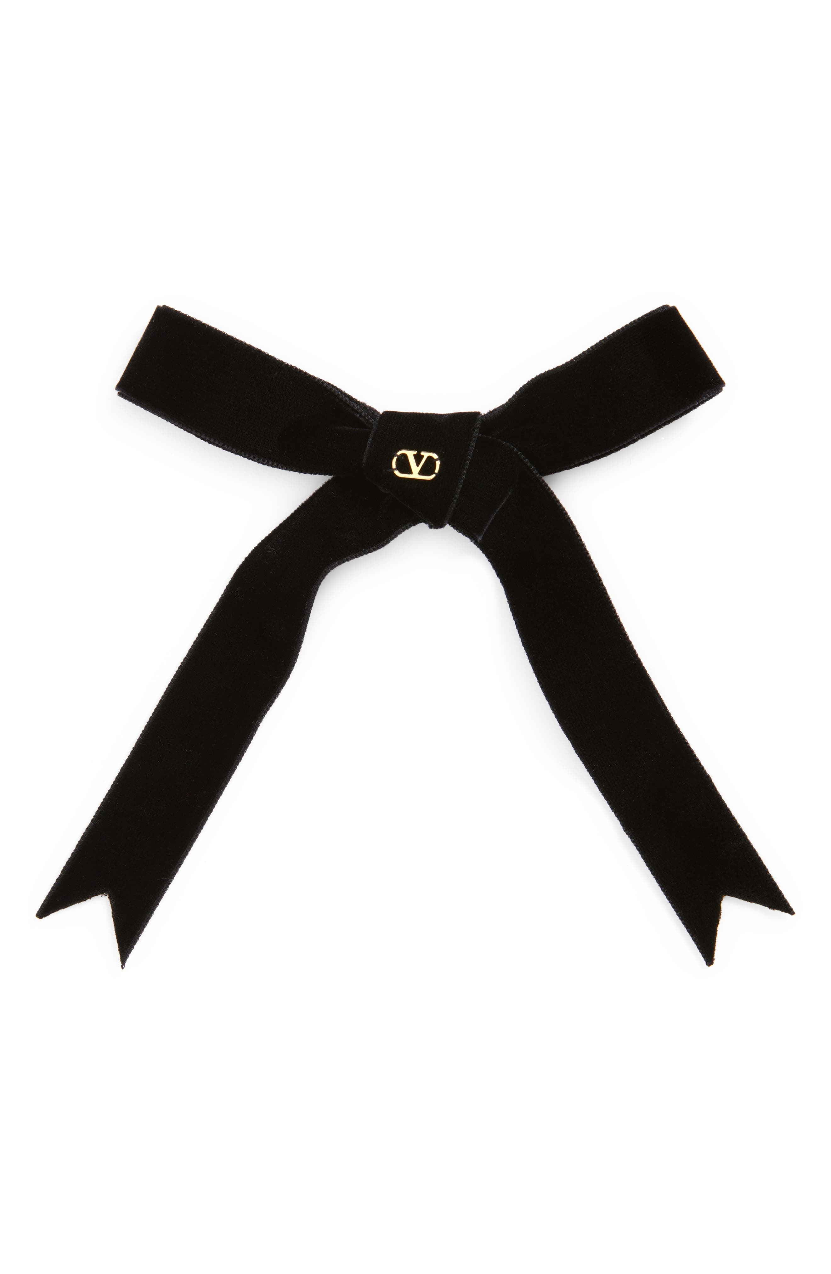 Valentino Garavani Voyage Imaginaire Velvet Bow Hair Clip in N06 Nero/Oro at Nordstrom - 1