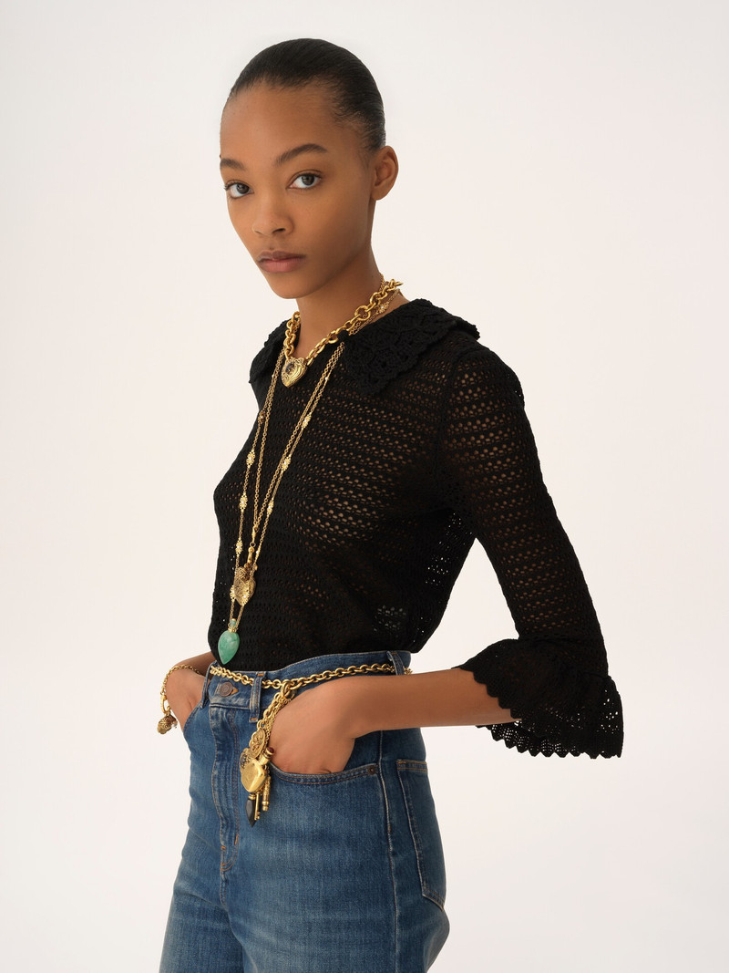 ELBOW-SLEEVE COLLAR SWEATER IN A WOOL KNIT 3