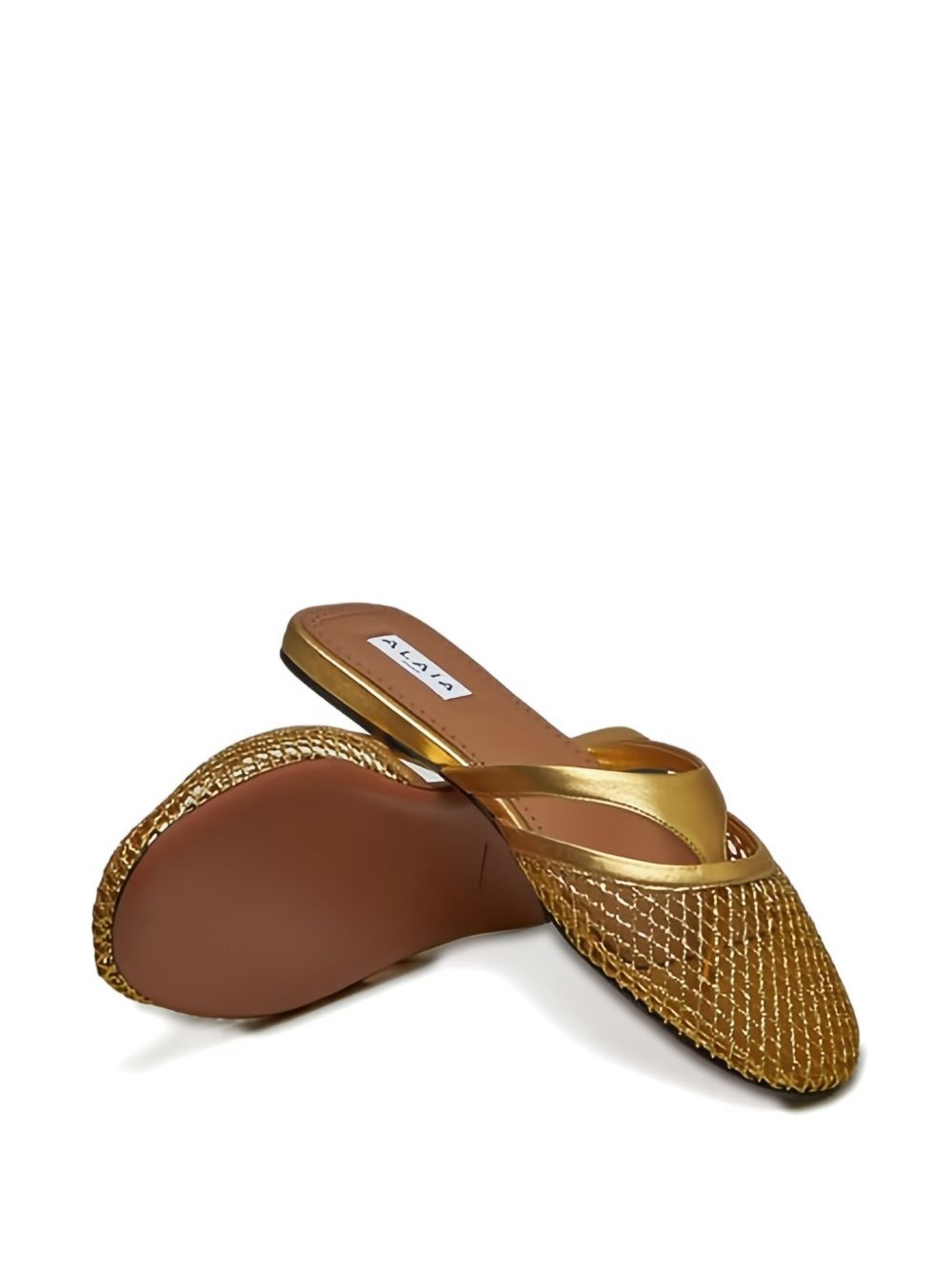 net-panelled leather mules - 4