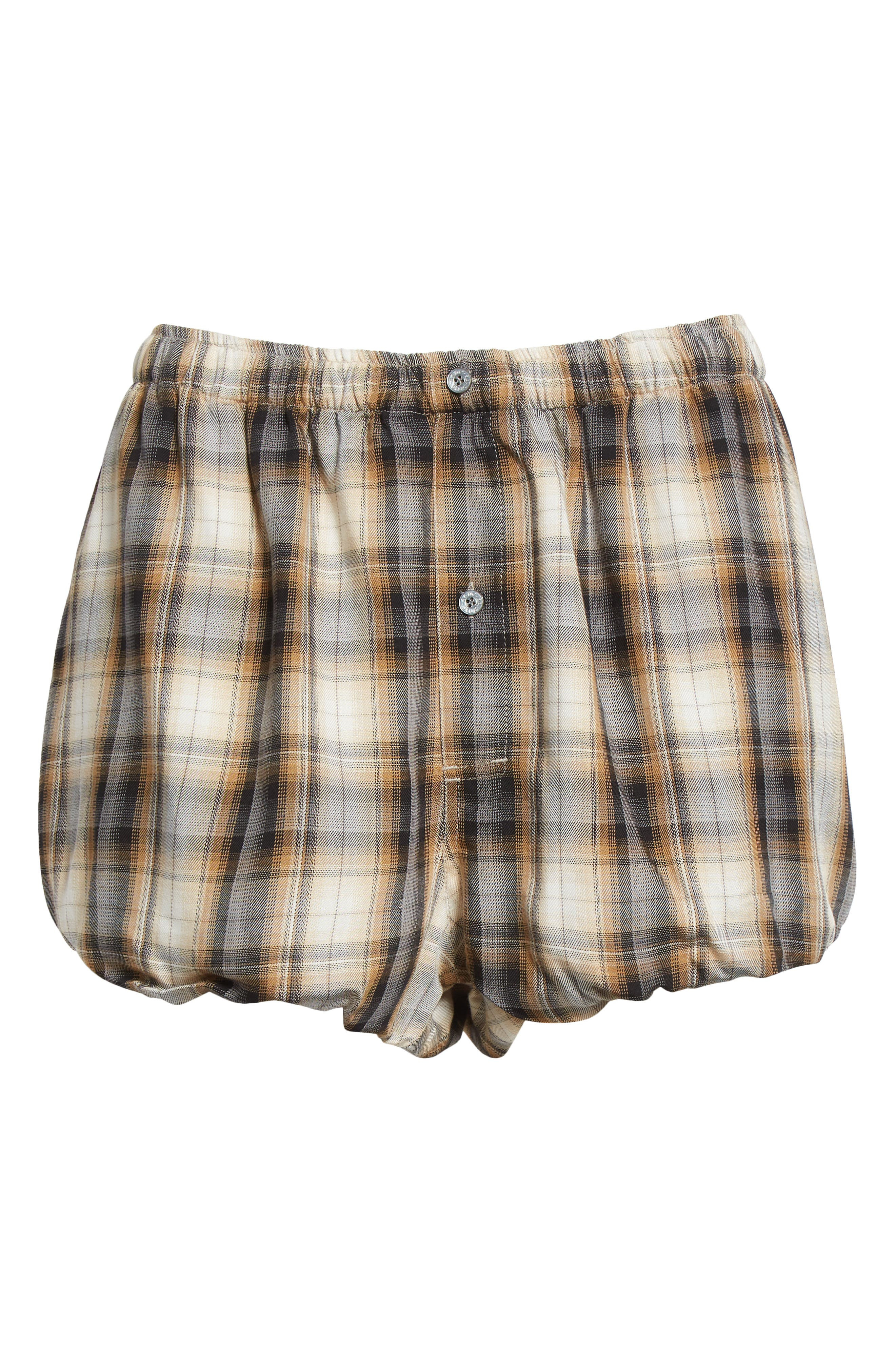 Acne Studios Pebby Check Flannel Shorts in Beige/Black at Nordstrom - 6