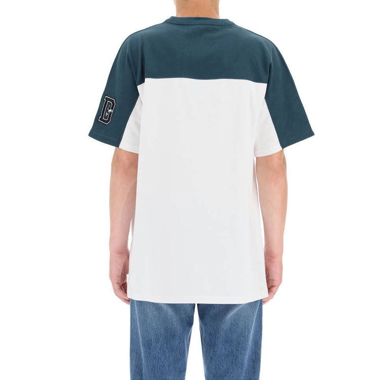 Men's DIOR Logo Printing Colorblock Round Neck Short Sleeve Green T-Shirt 193J646A0554-680 - 3
