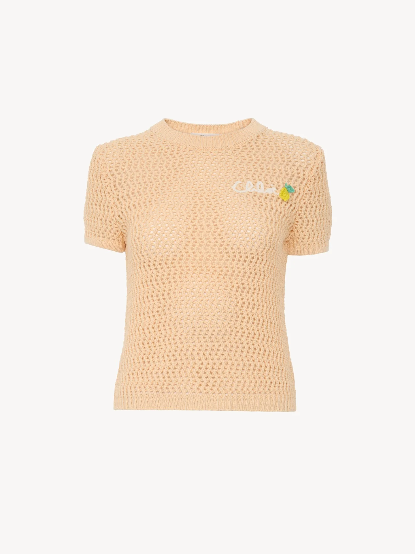 SHORT-SLEEVE LOGO SWEATER IN CROCHET KNIT - 1